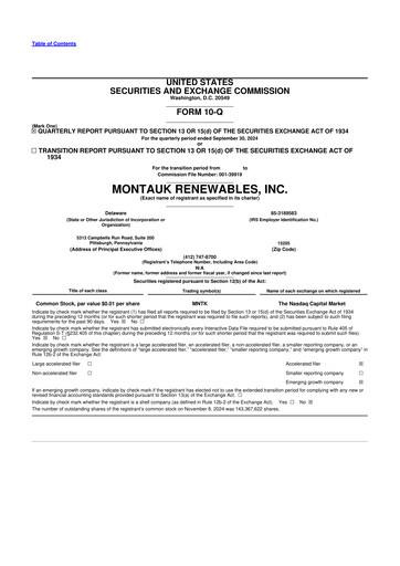 Miniature Montauk Renewables 10-Q Rapport trimestriel 2024 