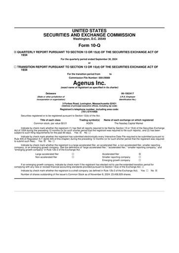 Thumbnail Agenus
 10-Q Quarterly Report FY2024 