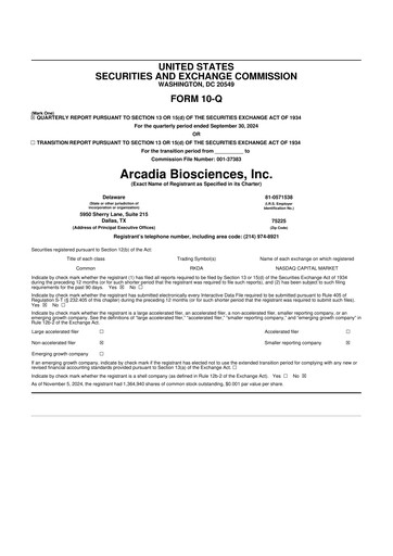 Thumbnail Arcadia Biosciences 10-Q Quarterly Report FY2024 