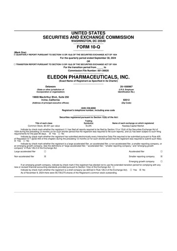 Thumbnail Eledon Pharmaceuticals 10-Q Quarterly Report FY2024 