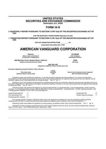 Miniature American Vanguard 10-Q Rapport trimestriel 2024 