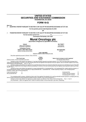 Thumbnail Mural Oncology 10-Q Quarterly Report FY2024 