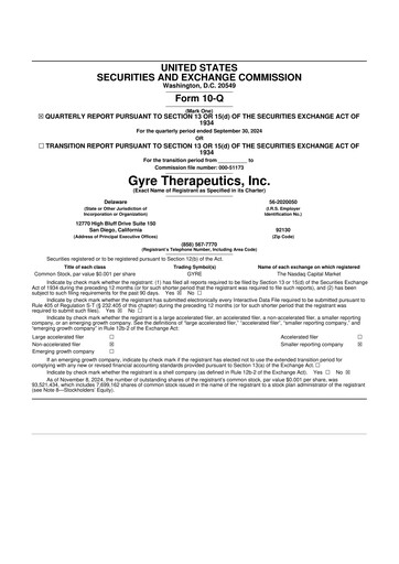 Thumbnail Gyre Therapeutics 10-Q Quarterly Report FY 