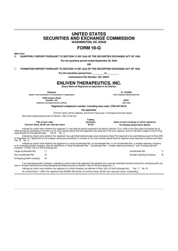 Thumbnail Enliven Therapeutics 10-Q Quarterly Report FY2024 