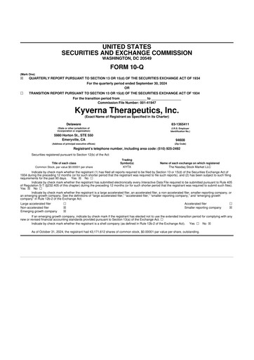 Thumbnail Kyverna Therapeutics 10-Q Quarterly Report FY2024 