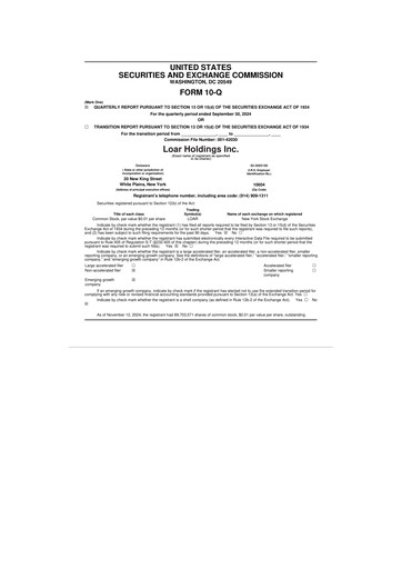 Vorschaubild Loar Holdings 10-Q Quartalsbericht 2024 
