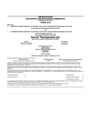 Thumbnail Iterum Therapeutics 10-Q Quarterly Report FY2024 
