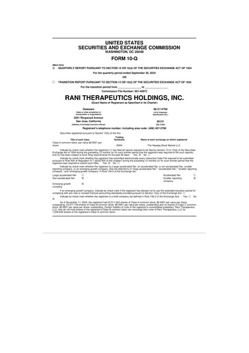 Miniature Rani Therapeutics 10-Q Rapport trimestriel 2024 