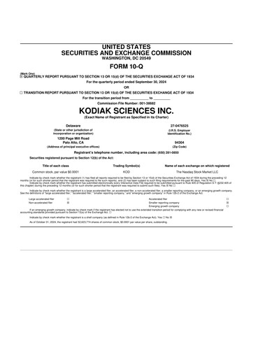 Thumbnail Kodiak Sciences
 10-Q Quarterly Report FY2024 