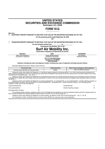 Thumbnail Surf Air Mobility 10-Q Quarterly Report FY2024 