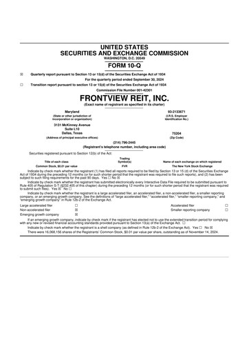 Vorschaubild FrontView REIT 10-Q Quartalsbericht 2024 