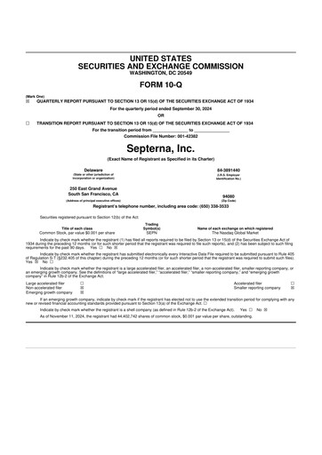 Miniature Septerna 10-Q Rapport trimestriel 2024 