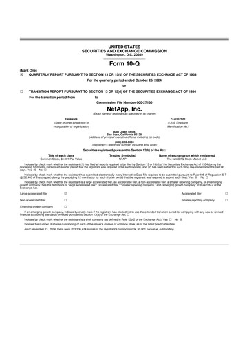 Miniature NetApp
 10-Q Rapport trimestriel 2025 