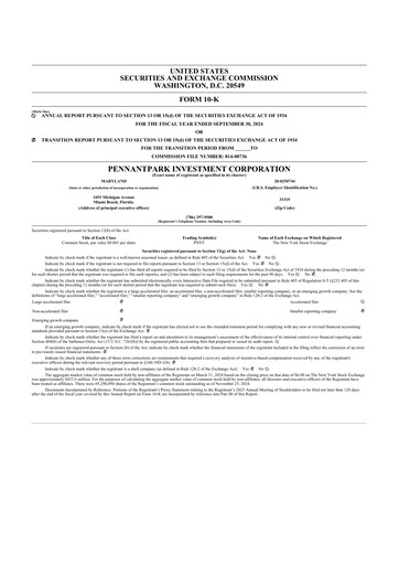 Thumbnail PennantPark Investment 10-K Annual Report 2024