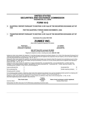 Thumbnail Zumiez 10-Q Quarterly Report FY2024 