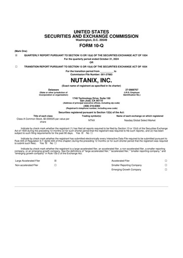 Thumbnail Nutanix 10-Q Quarterly Report FY 