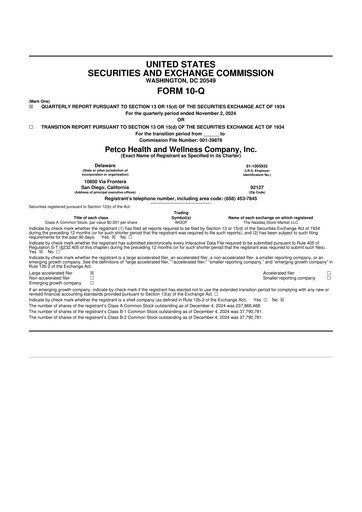 Miniature Petco 10-Q Rapport trimestriel 2024 