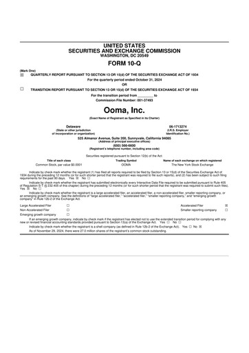 Miniature Ooma 10-Q Rapport trimestriel 2025 