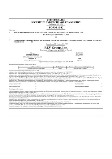 Thumbnail REV Group 10-K Annual Report 2024
