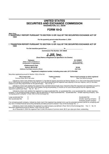 Miniature J.Jill
 10-Q Rapport trimestriel 2024 