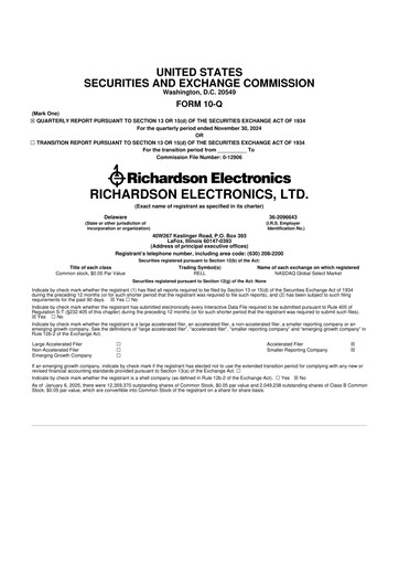 Miniature Richardson Electronics 10-Q Rapport trimestriel 2025 