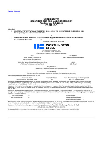 Vorschaubild Worthington Steel 10-Q Quartalsbericht 2025 