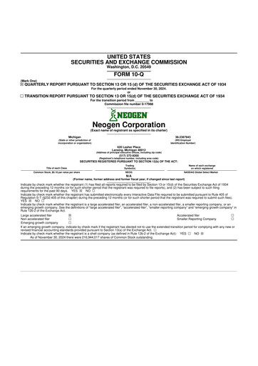 Vorschaubild Neogen 10-Q Quartalsbericht 2025 