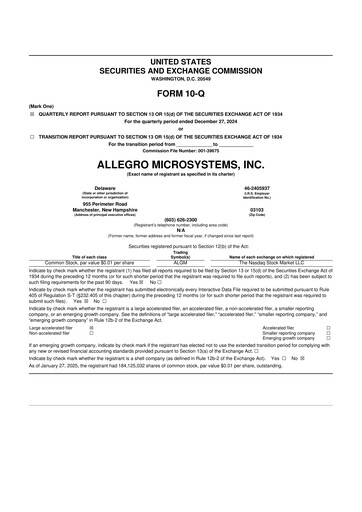 Thumbnail Allegro MicroSystems 10-Q Quarterly Report FY2025 