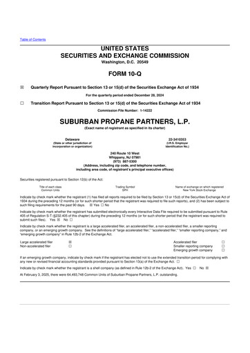 Thumbnail Suburban Propane Partners 10-Q Quarterly Report FY2025 