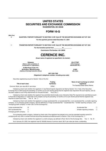 Thumbnail Cerence 10-Q Quarterly Report FY2025 