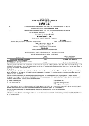 Miniature CleanSpark 10-Q Rapport trimestriel 2025 