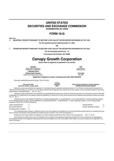 Thumbnail Canopy Growth 10-Q Quarterly Report FY2025 