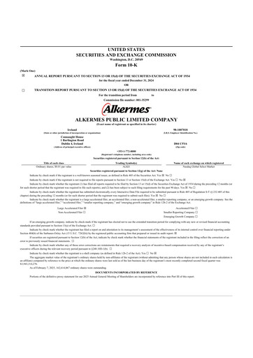 Thumbnail Alkermes 10-K Annual Report 2024