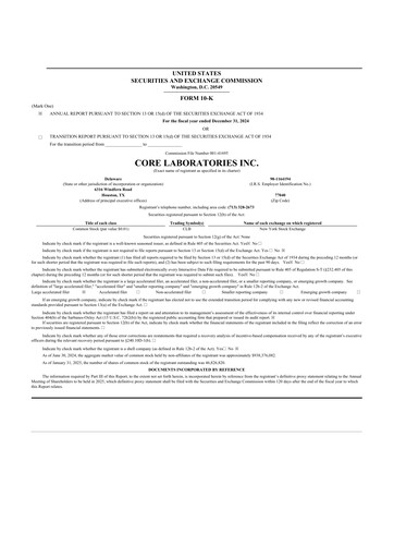 Thumbnail Core Laboratories
 10-K Annual Report 2024