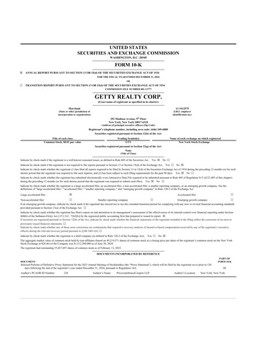 Thumbnail Getty Realty 10-K Annual Report 2024