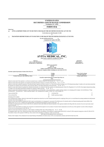 Vorschaubild AVITA Medical
 10-K Jahresbericht 2024
