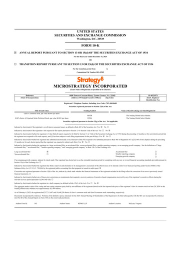 Thumbnail Strategy 
 (MicroStrategy) 10-K Annual Report 2024