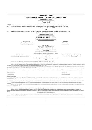 Thumbnail Herbalife 10-K Annual Report 2024