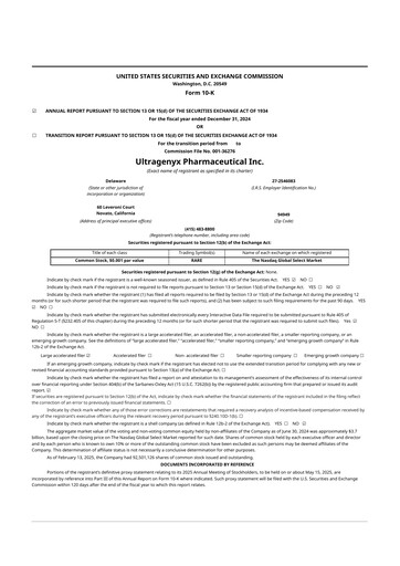Thumbnail Ultragenyx Pharmaceutical 10-K Annual Report 2024