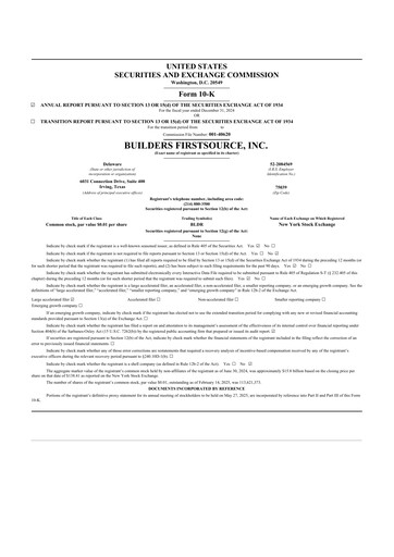 Thumbnail Builders FirstSource
 10-K Annual Report 2024