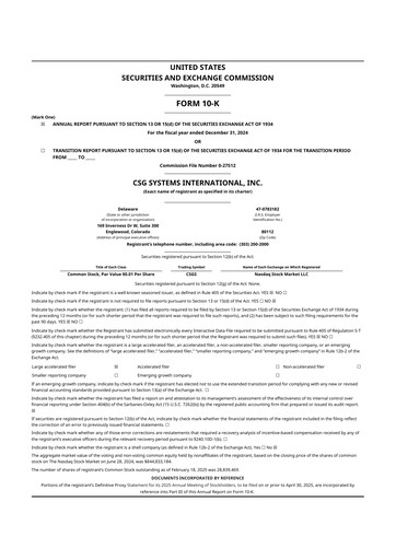 Miniature CSG International
 10-K Rapport annuel 2024