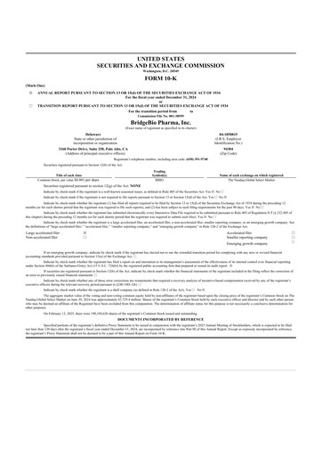 Thumbnail BridgeBio Pharma
 10-K Annual Report 2024