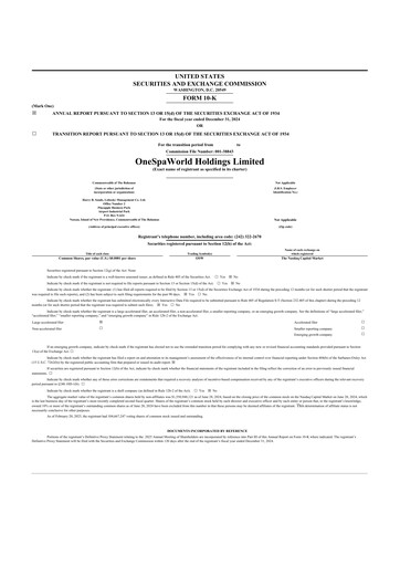 Thumbnail OneSpaWorld 10-K Annual Report 2024