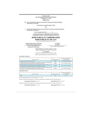 Miniature Kimco Realty
 10-K Rapport annuel 