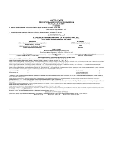 Miniature Expeditors International 10-K Rapport annuel 2024