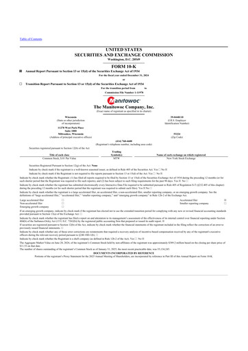 Thumbnail The Manitowoc Company
 10-K Annual Report 2024