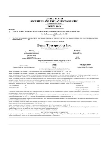 Thumbnail Beam Therapeutics
 10-K Annual Report 2024
