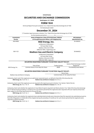 Thumbnail MGE Energy
 10-K Annual Report 2024