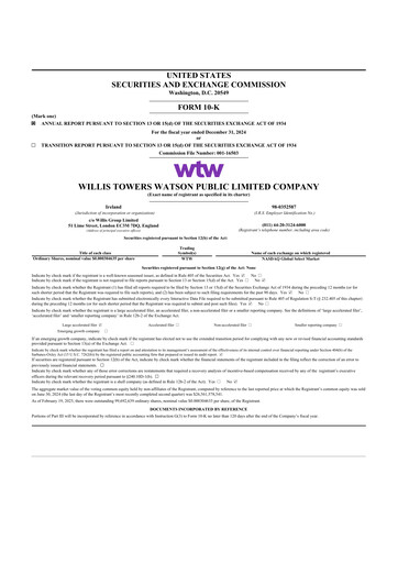 Miniature Willis Towers Watson  10-K Rapport annuel 2024