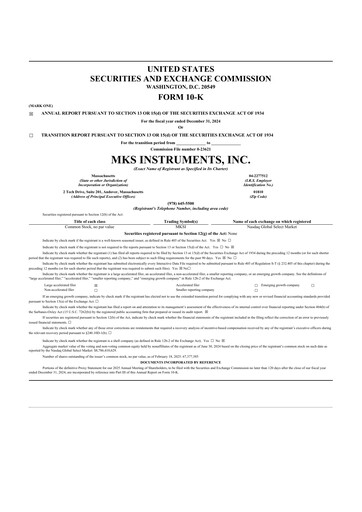 Thumbnail MKS Instruments 10-K Annual Report 2024